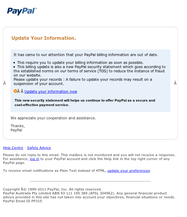 Paypal Phishing